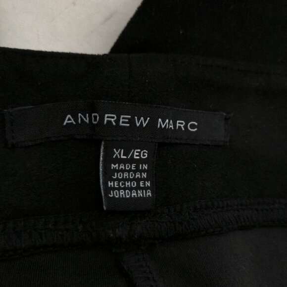 Andrew Marc Women's Faux Suede Pull On Straight Leg Pants Size XL Solid Black - Picture 4 of 6